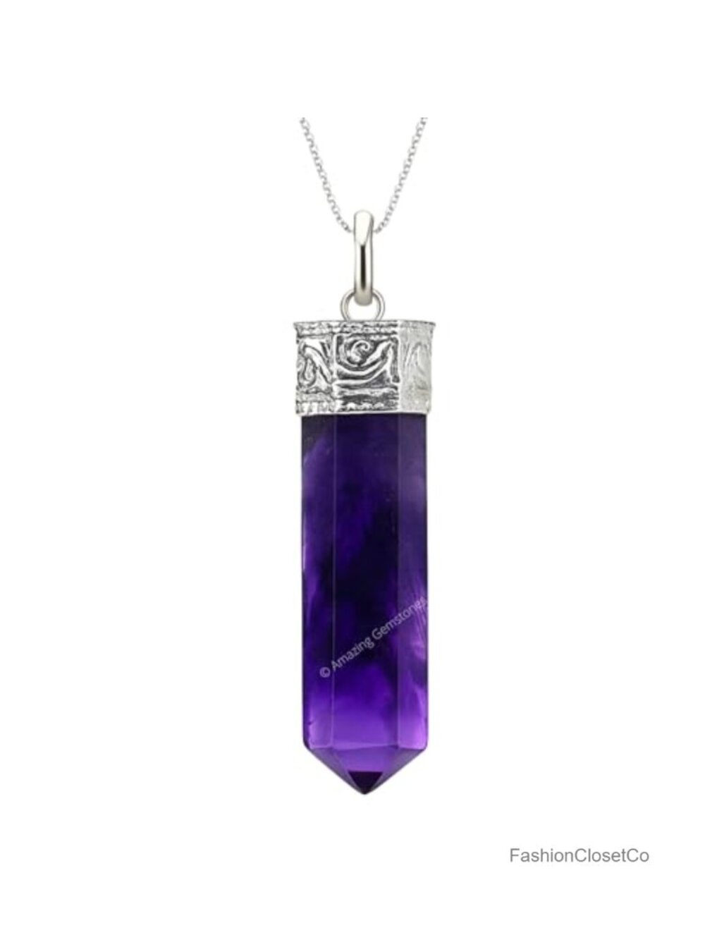 Natural Amethyst Crystal Pendant Necklace Adjustable Cord Healing